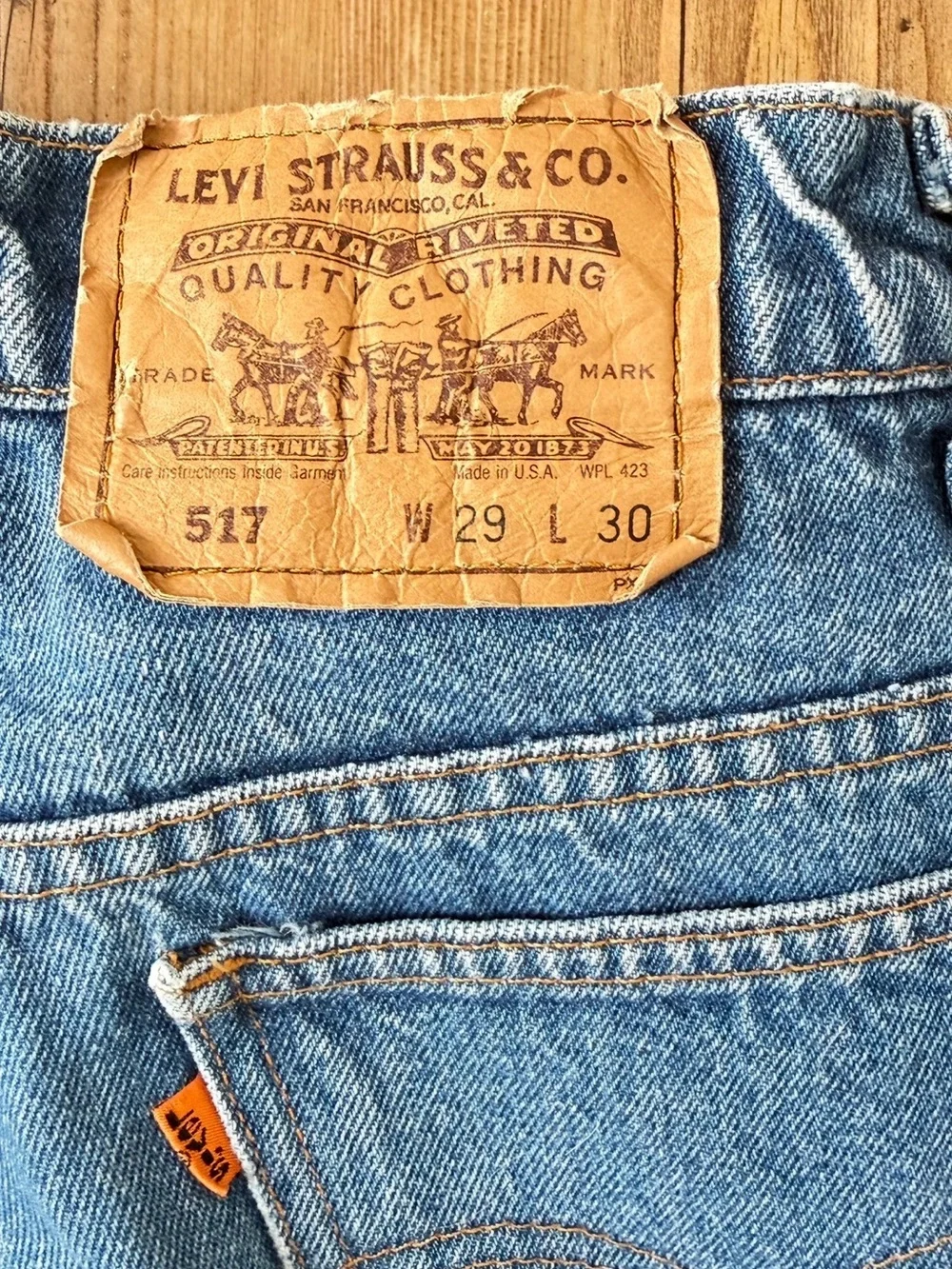 Vintage Levi’s 517 Bootcut Jeans 29x30 USA Orange Tab Handpainted Snake OOAK